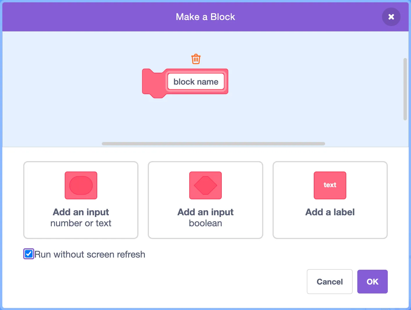 Scratch Custom Block